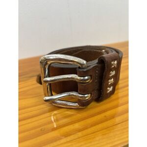 Vintage Brighton 1995 HONEST Men's Sz 32 Leather Belt Solid Brass Buckle Hippie